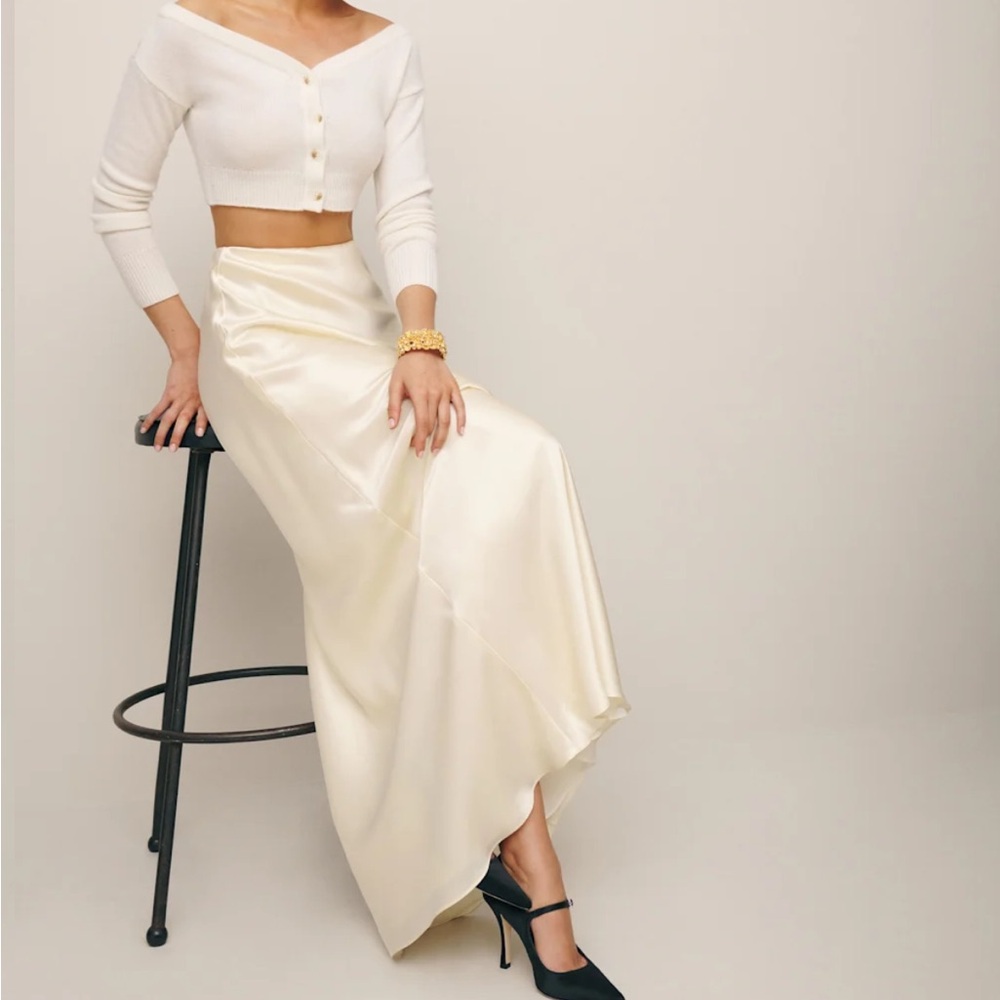 Reformation Petites Bella Satin Skirt Fior Di Latte